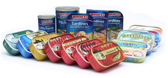 A various types of canned fishes